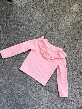 Janie and Jack Pink Ruffle-Trim Long Sleeve Swim Rashguard